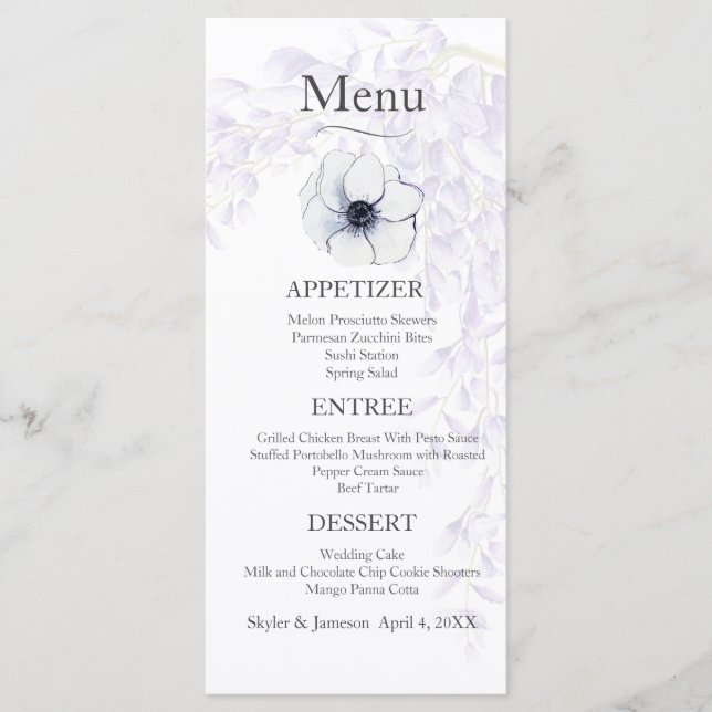 Menú Boda Wisteria Blooms (Anverso)