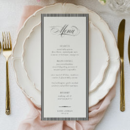 Menú Bodas con rayas de caligrafía ESTATUARIA