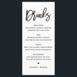 Menú Bodas de caligrafía moderna negrita negra<br><div class="desc">Añada estos artículos de papel de la carta de bebidas de personalizable a su tablescape de eventos. Presenta caligrafía moderna y tipografía simple en negro. Esta moderna tarjeta de menú del bar de caligrafía es perfecta para bodas,  duchas de novias,  duchas para bebés y mucho más.</div>
