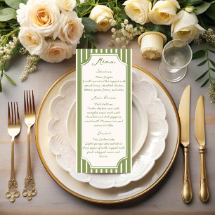 Menú Bodas de rayas vintage verde salvia