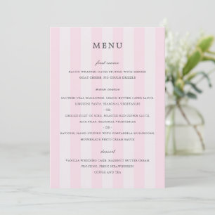 Menú Bodas elegantes de rayas rosadas modernas