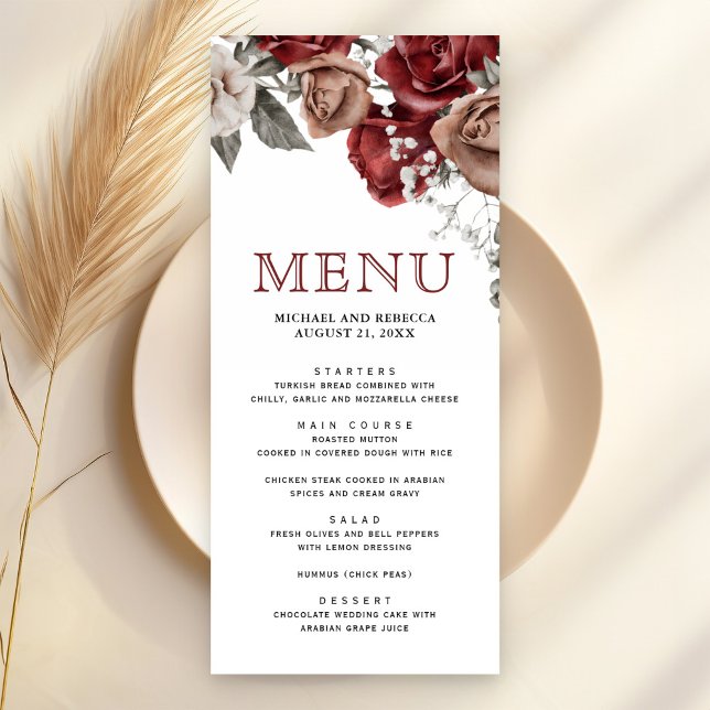 Menú Bodas Florales de Rosas Rojas de Borgoña (Subido por el creador)