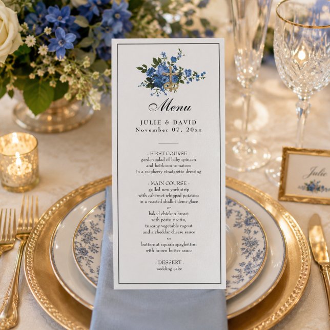 Menú Bodas Religiosas Rosas Azules Elegantes (Subido por el creador)
