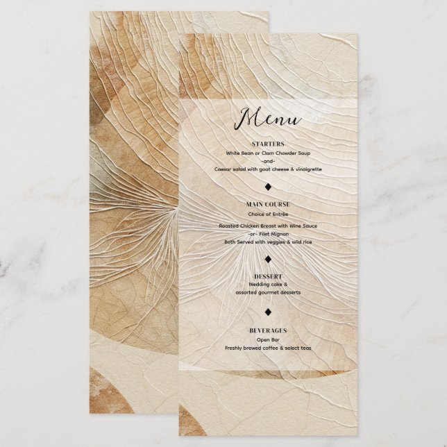 Menú Bohemio Boho Elemento Natural Neutro Etéreo (Anverso / Reverso)