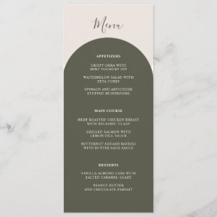 Menú Bóho Arcos Verde Salvia Cena de Boda Retro