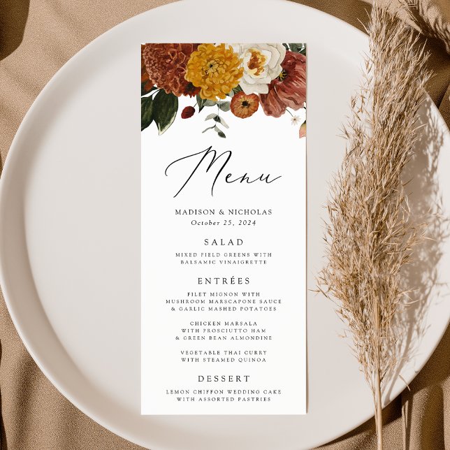 Menú Boho Autumn Floral Boda (Subido por el creador)