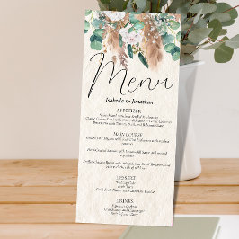 Menú Boho Beige Pampas Grass Eucalyptus Greenery Floral