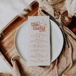 Menú Boho Boda<br><div class="desc">Esta es una plantilla de menú boda con temática retro. Edita la mayoría de* frases y colores de esta boda retro invitan a que se ajuste a su tema de evento estilo personal! (las palabras "el" y "menú" no son editables, pero se pueden cambiar los colores) // Para los diseños...</div>