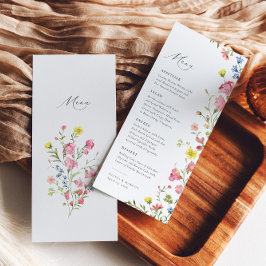 Menú Boho Colorful Wildflower cuento Boda elegante