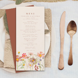 Menú Boho Fall Wildflower Floral Boda Beige