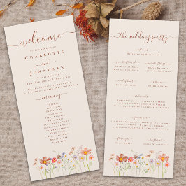 Menú Boho Fall Wildflower Meadow Wedding Ceremony