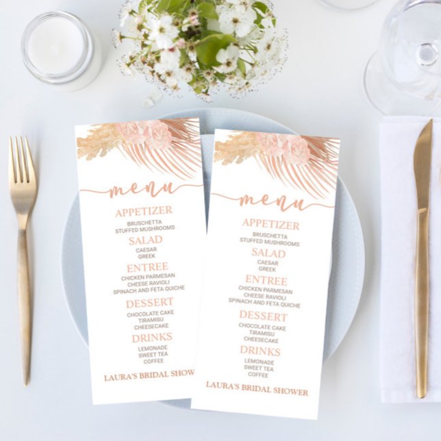 Menú Boho Flor suave rosa Flor floral Brillante Comida  (Subido por el creador)