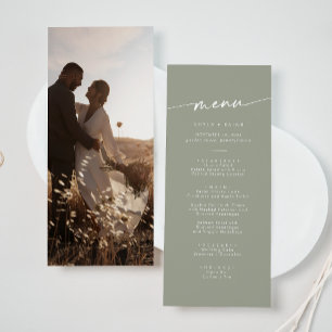 Menú Boho Moda Sage Green Photo Boda