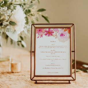 Menú Boho Naranja Rosa Moda Floral Matrimonio personali