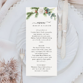Menú Boho Script Greenery Evergreen Boda