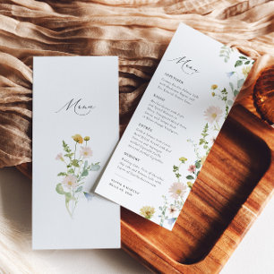 Menú Boho Spring Whimsical Wildflower Elegante Boda