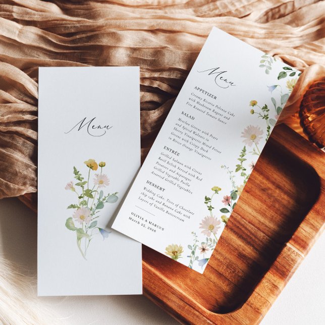 Menú Boho Spring Whimsical Wildflower Elegante Boda (Subido por el creador)