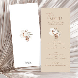 Menú Boho Terracotta Beige Pampas Boda de Grass Floral