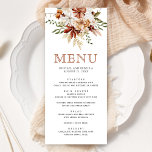 Menú Boho Terracotta Floral Flor silvestre Boda blanco<br><div class="desc">Carta elegante con hermosas flores silvestres rústicas y tipografía moderna.</div>
