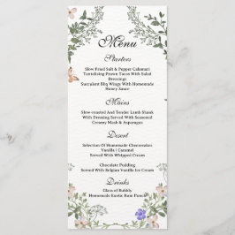 Menú Boho verde suave género Neutral Floral Baby Shower