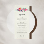 Menú Boho Watercolor Flores Elegante Personalizado de B<br><div class="desc">Flores De Agua De Boho Moderno Y Elegante Menú Personalizado De Bodas</div>