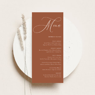Menú Boho Whimsical Calligraphy Terracotta Boda
