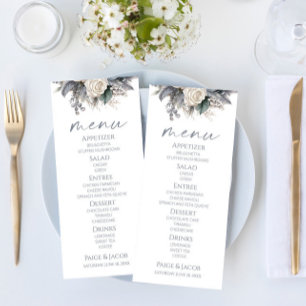 Menú Boho White Rose Flor Floral Boda Jardín