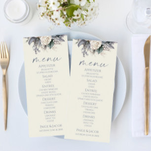 Menú Boho White Rose Flor Floral Boda Jardín