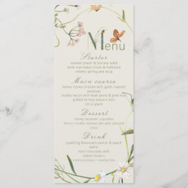 Menú Boho Wildflower Bee Beige Bridal Shower