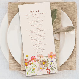 Menú Boho Wildflower Meadow Wedding