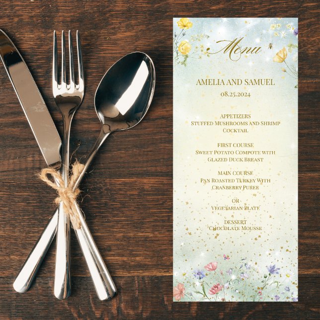 Menú Boho Wildflower Rustic Green Wedding (Subido por el creador)