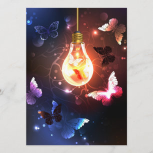 Menú Bombilla brillante con mariposas nocturnas