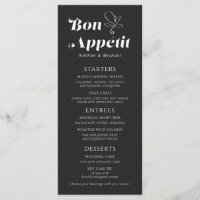 Bon Appetit Boda Cena Blanco negro