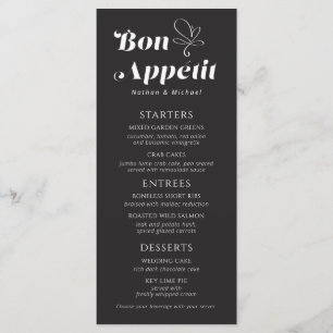 Menú Bon Appetit Boda Cena Blanco negro