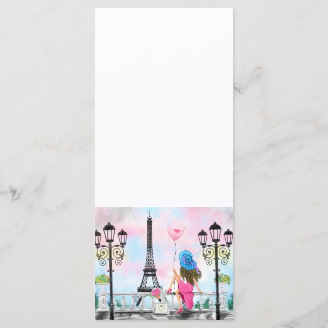 Menú bonito en París con Torre Eiffel (Anverso)