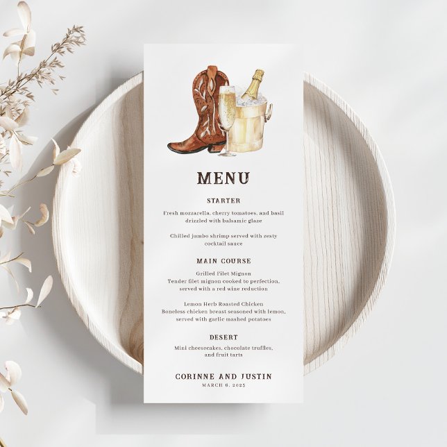 Menú Boots & Bubbly Rustic Western (Subido por el creador)