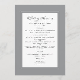 Menú Bordes modernos elegantes para bodas en gris y bla