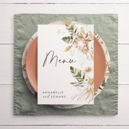 Menú Bosque botánico natural bohemio moderno y elegante