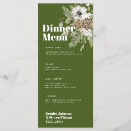 Menú Bosque de invierno verde y blanco Bouquet Boda mod