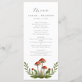 Menú Bosque de Woodland Watercolor Mushroom Boda