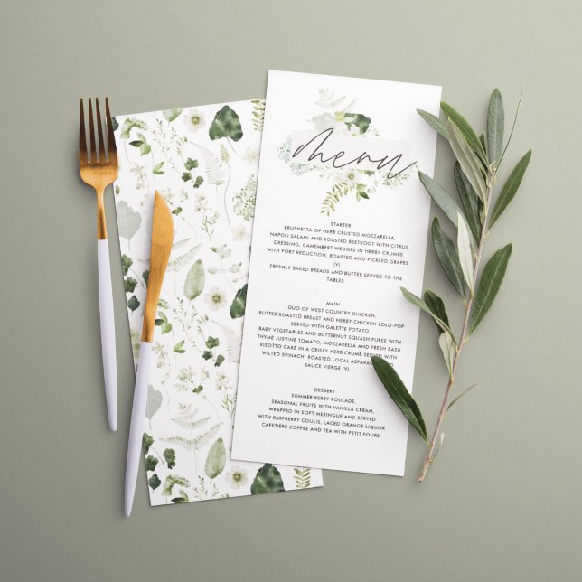 Menú Botánica Personalizada para Bodas Elegante Follaje (Subido por el creador)