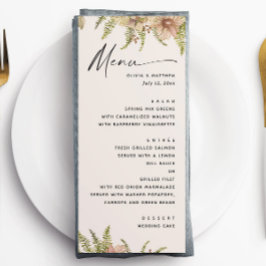 Menú Botanical Soft Warm Taupe Wedding | Fern Greenery