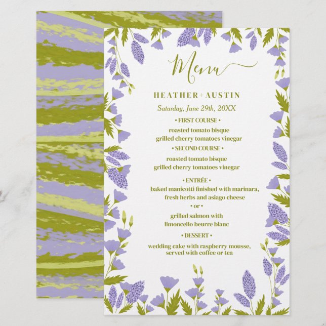 Menú Botánico de Bodas de Flores Silvestres de Pra (Anverso / Reverso)