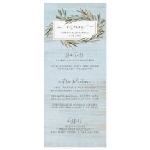 Menú botánico de madera rústico simple de la boda