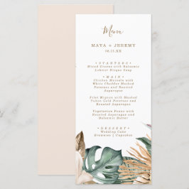 Menú Botánico Floral Tropical Dorado Malva Boda