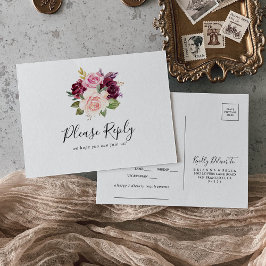 Menú Botánico Rústico Floral Elección Postcarta RS