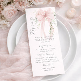 Menú Bow Elegant Greenery Neutral Baby Shower