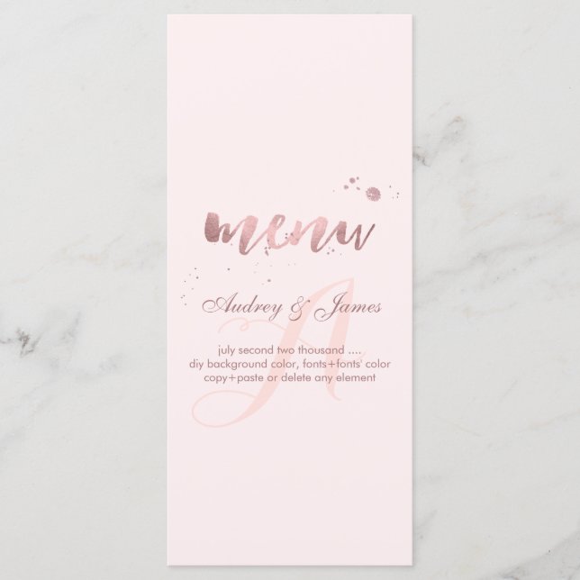 Menú Brillo de PixDezines/Rosa Dorado/Fuente Elega (Anverso)