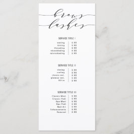 Menú Broches y latigazos de caligrafía moderna en blanc