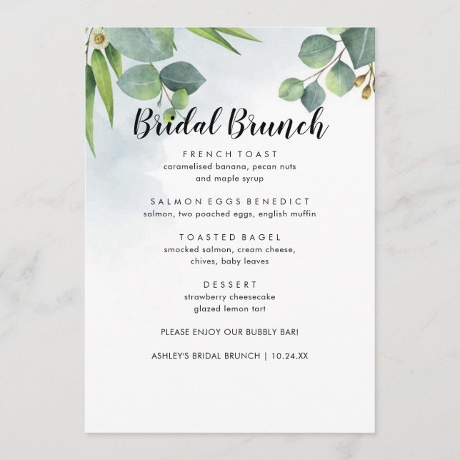 Menú Brunch de novias Eucalyptus (Anverso)